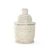 African Modern Small White Lidded Tower Basket - Thumbnail 1