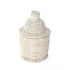African Modern Small White Lidded Tower Basket - Thumbnail 3