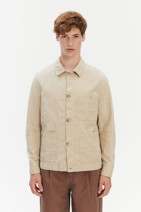Delikatessen Workwear Jacket in a Blend of Cotton and Linen in Beige