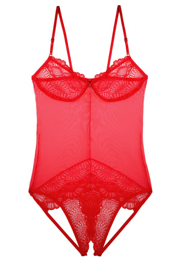Only Hearts Whisper Sweet Nothings Coucou Ouvert Bodysuit - Tango Red