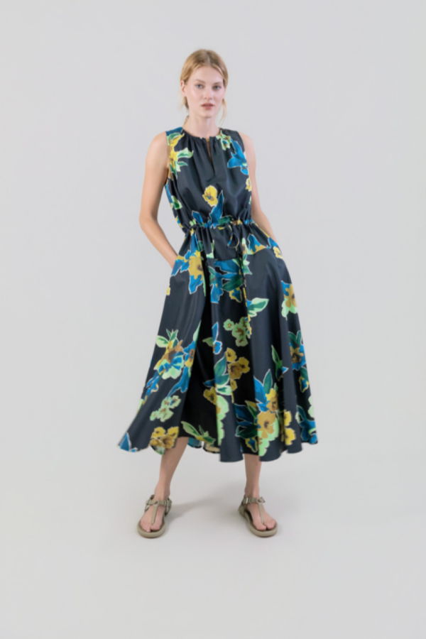 Psophia Printed Cotton Satin Dress