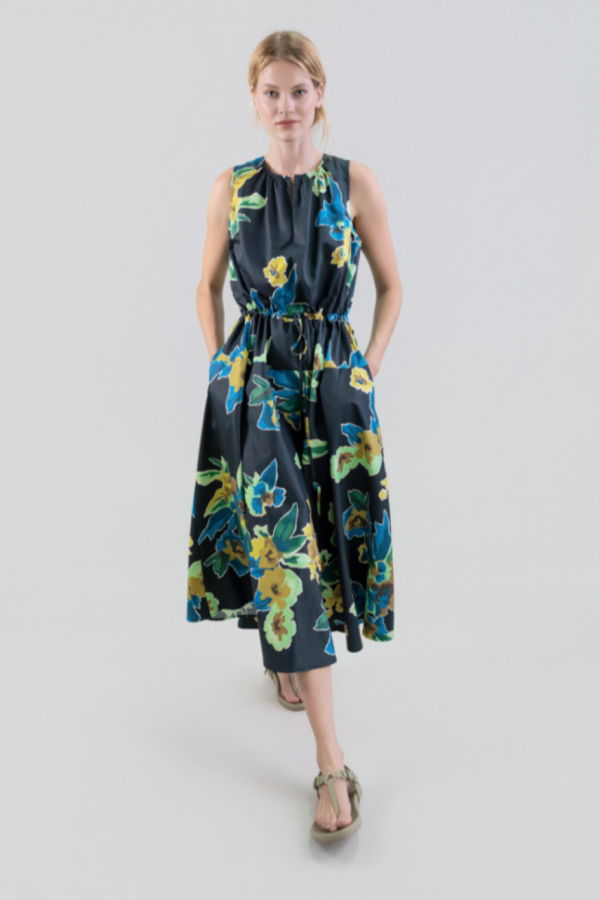Psophia Printed Cotton Satin Dress