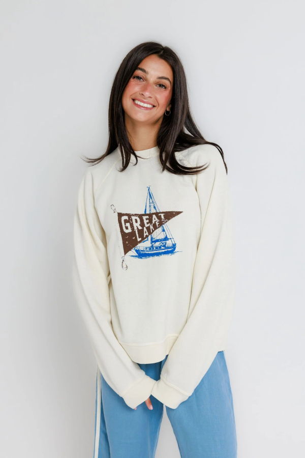 Sunny Somewhere Great Lakes Raglan Crew Sweatshirt