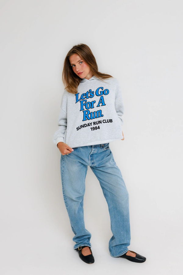 Sunny Somewhere Sunday Run Club Classic Hoodie Sweatshirt - Heather Ash