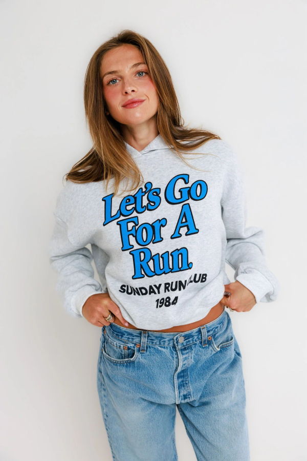 Sunny Somewhere Sunday Run Club Classic Hoodie Sweatshirt - Heather Ash