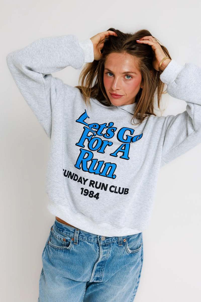 Sunny Somewhere Sunday Run Club Classic Hoodie Sweatshirt - Heather Ash