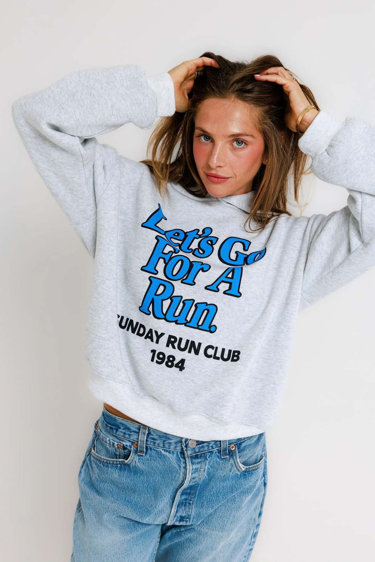 Sunny Somewhere Sunday Run Club Classic Hoodie Sweatshirt - Heather Ash - Image 4 of 4