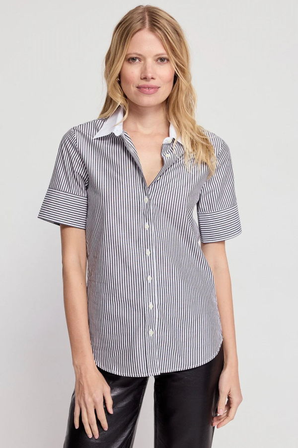 The Shirt Short Sleeve Shirt - Gunmetal/White