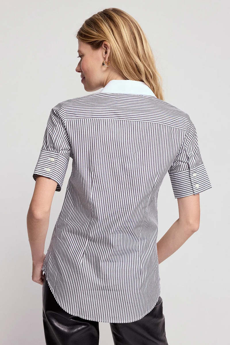 The Shirt Short Sleeve Shirt - Gunmetal/White