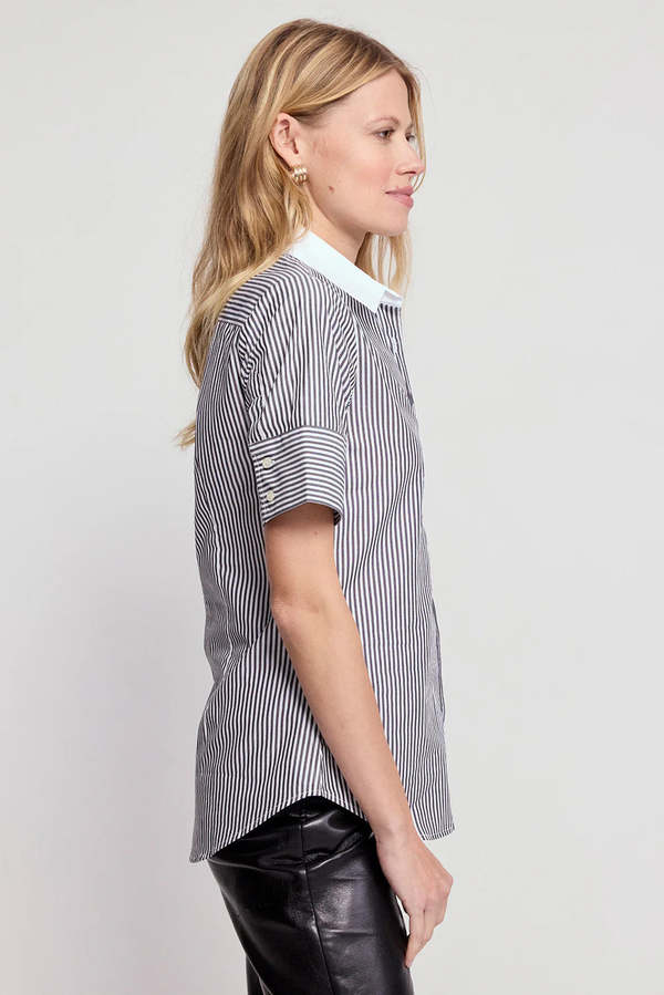 The Shirt Short Sleeve Shirt - Gunmetal/White