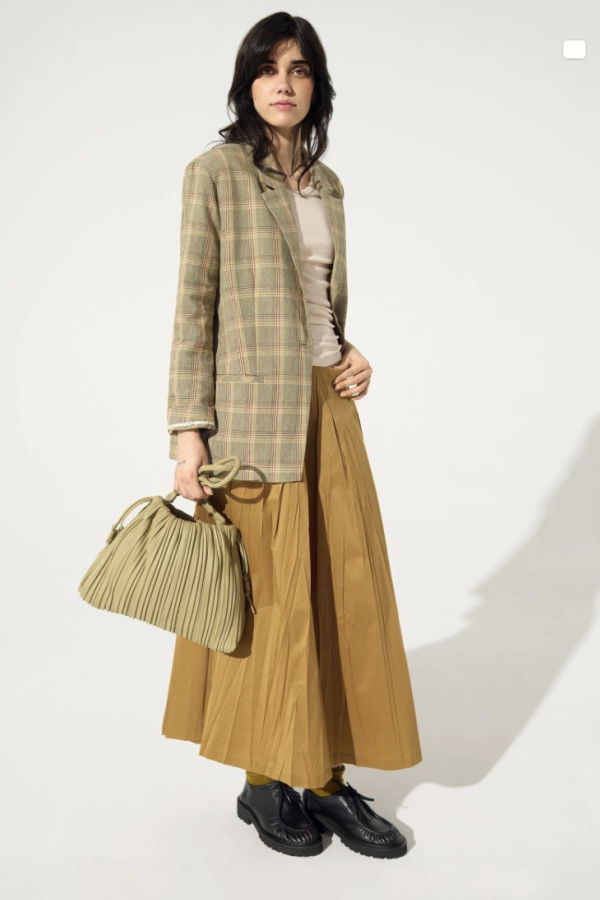 Cotélac Cotton Printed Pleated Skirt - Brown