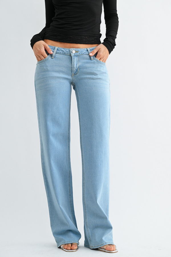 Just Black Denim The Micro Low Relaxed Straight Jeans - Light Denim