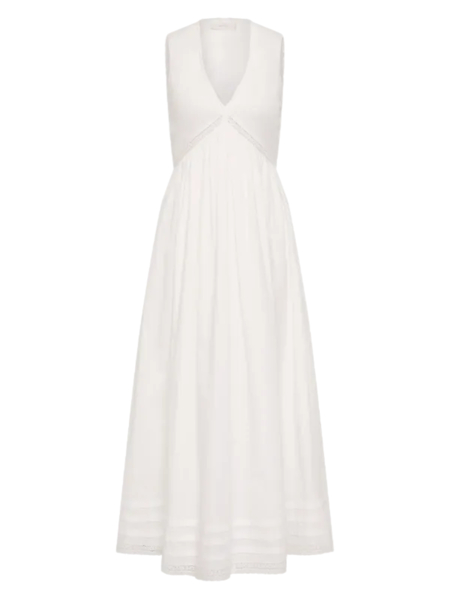 knee length dresses for ladies Theron Midi Dress | Etched Jacquard | White Bloom Textured main image 0