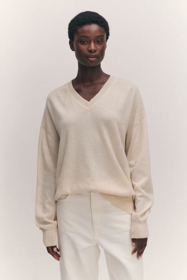 &Daughter Tahra Cashmere V-Neck Sweater - Ecru