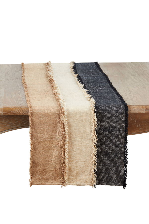 Saro Lifestyle Color Cascade Fringed Table Runner - Natural