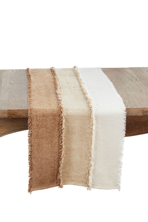 Saro Lifestyle Color Cascade Fringed Table Runner - Natural