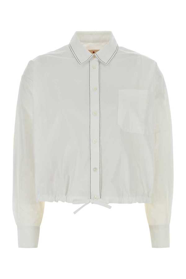 Marni White Poplin Oversize Shirt - Lily White