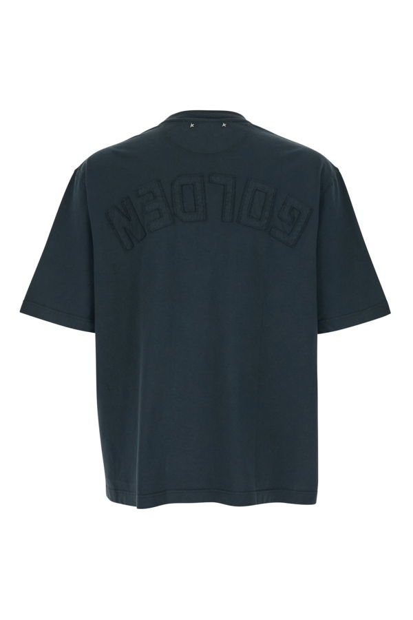 Golden Goose Crew Neck Cotton T-Shirt With Maxi Logo On The Back - Black
