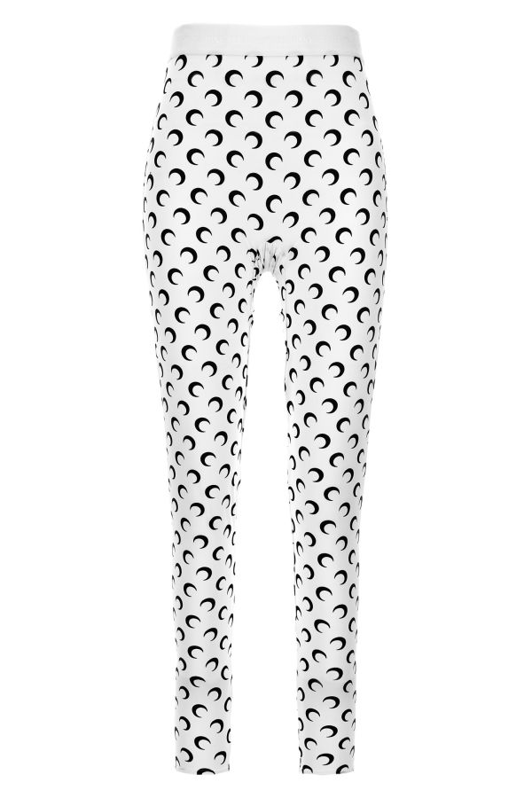 MARINE SERRE Moon Printed Jersey Leggings - White/Black