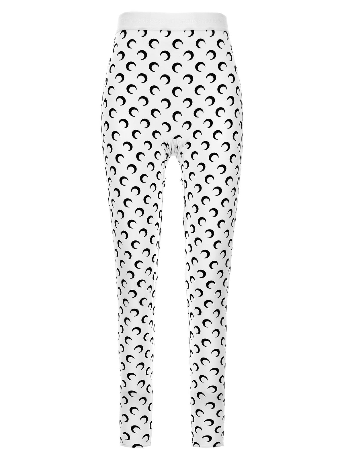 MARINE SERRE Moon Printed Jersey Leggings - White/Black - Image 1 of 4