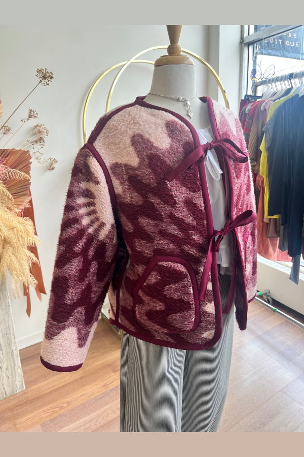 Middle Sister Co. Quilted Coat - Burgundy