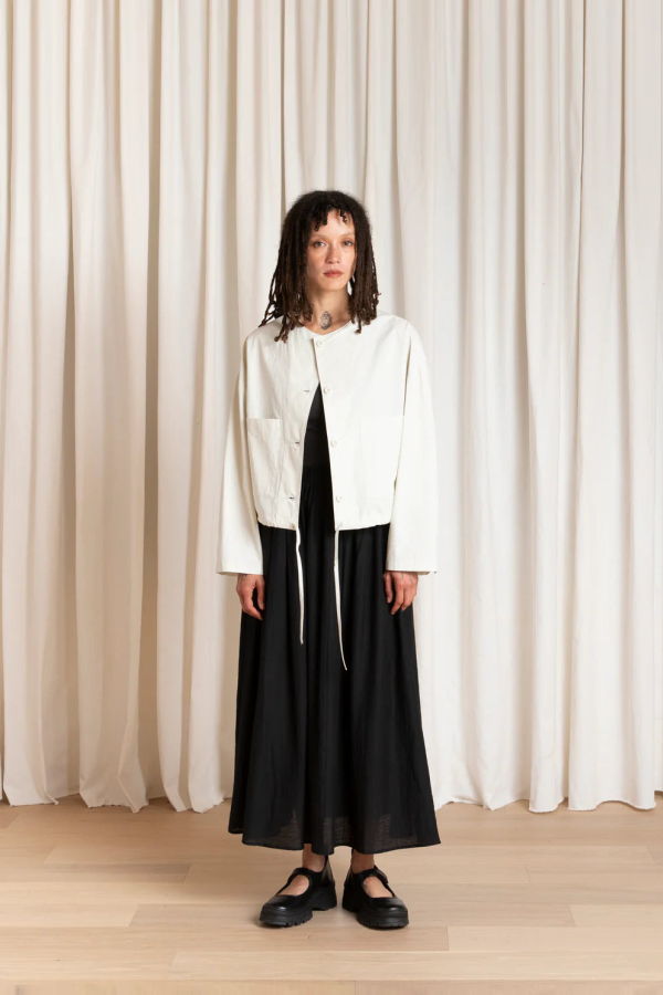 Ali Golden Cropped Drawstring Jacket - Ecru