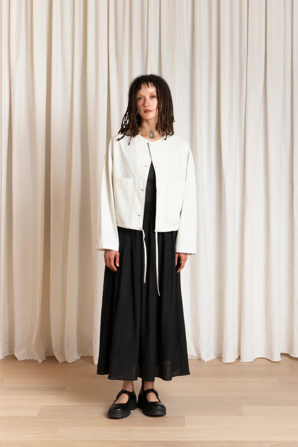 Ali Golden Cropped Drawstring Jacket - Ecru