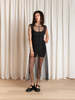 Ali Golden Pleated Mesh High Neck Dress - Thumbnail 3