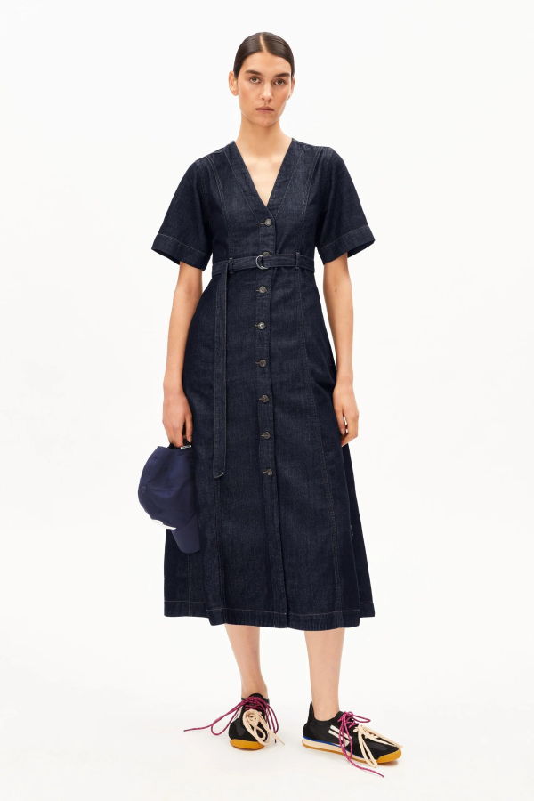 Armedangels Belted Denim Midi Dress