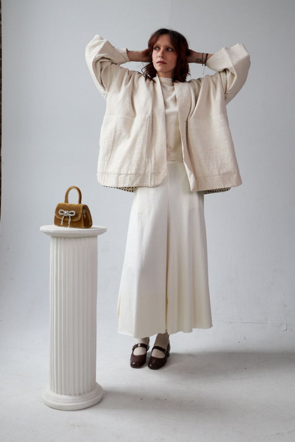 Happy French Gang White Coat Inside Dots Coat