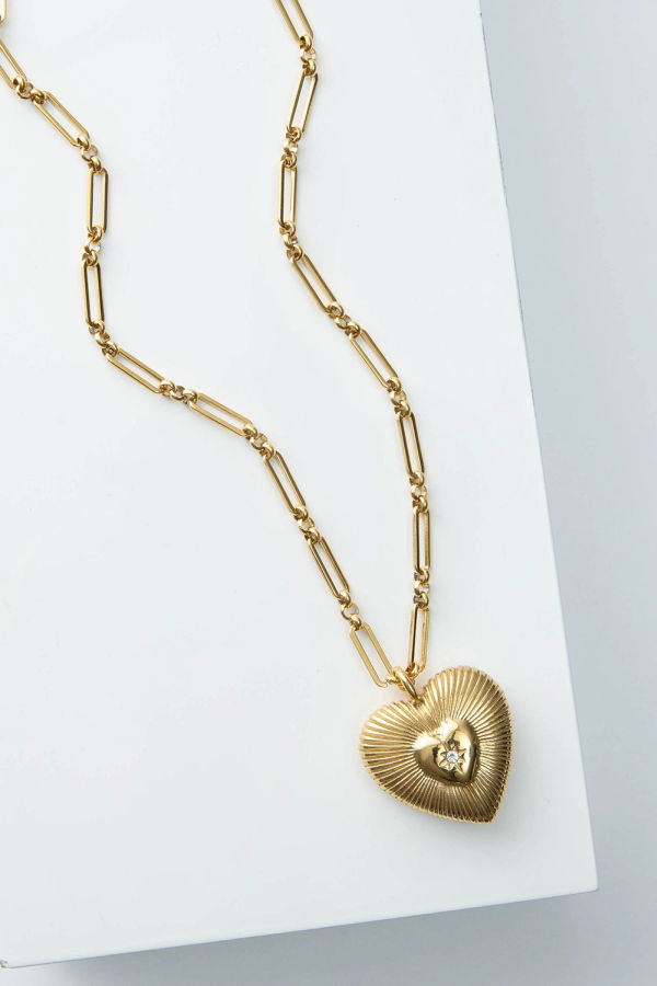 Noonday Beaming Heart Pendant Necklace - Gold