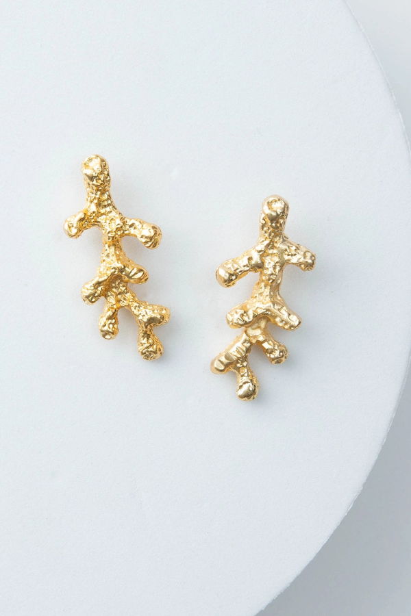 Noonday Casted Coral Earrings - Gold