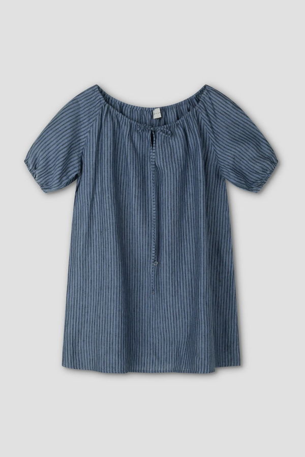 Deiji Studios Azure Stripe Linen Smock Dress