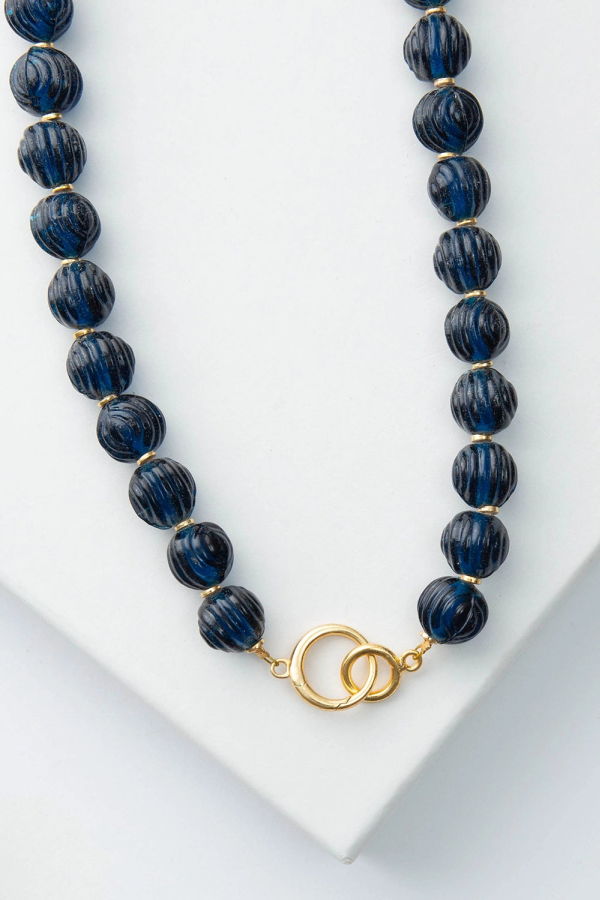 Noonday Lucid Glass Necklace - Cerulean