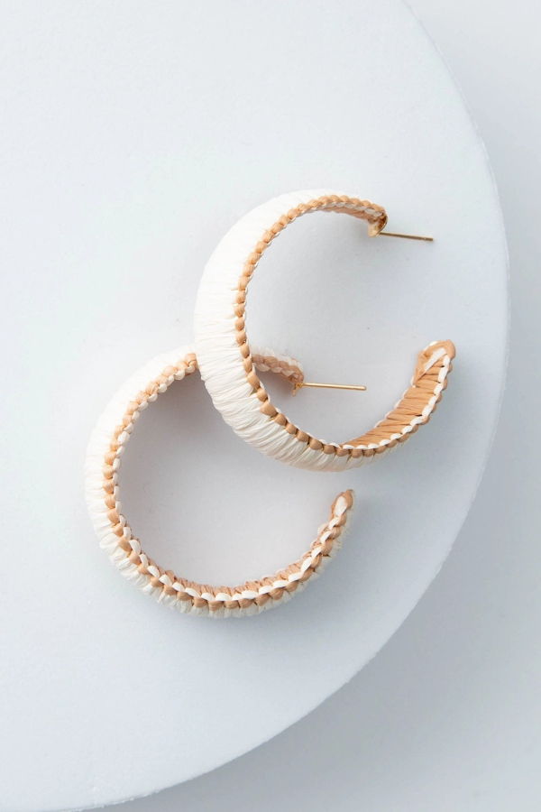Noonday Natural Raffia Hoop Earrings - Natural