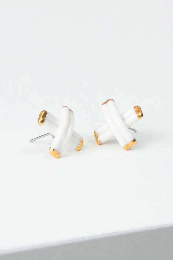 Noonday Porcelain Criss-Cross Studs