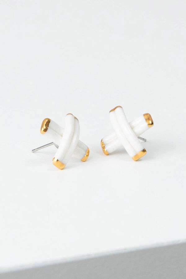 Noonday Porcelain Criss-Cross Studs