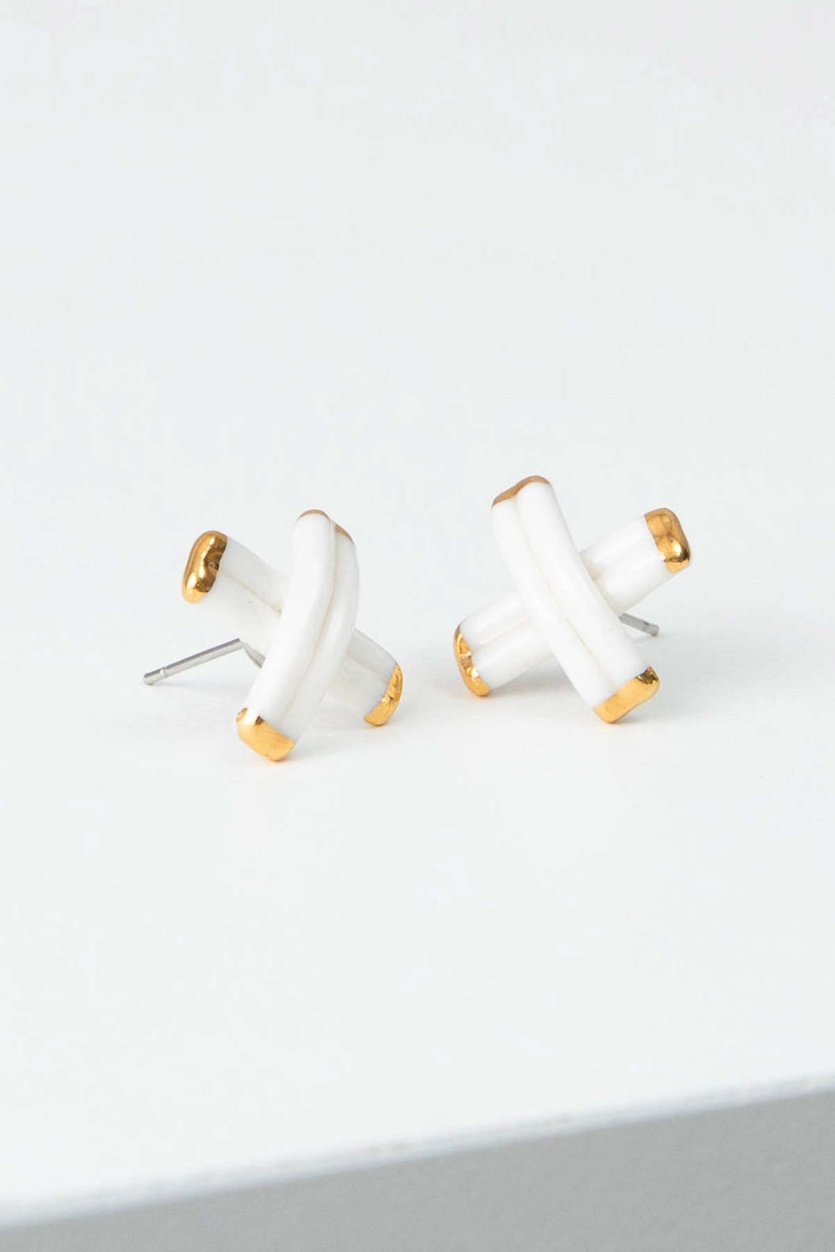 Noonday Porcelain Criss-Cross Studs - Image 1 of 3
