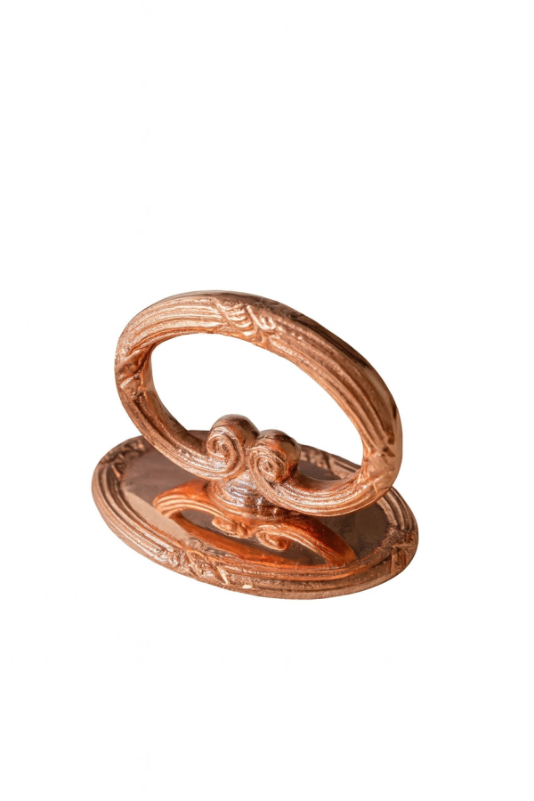 Coppermill Kitchen Vintage Inspired Copper Napkin Rings with Embossed Cross & Bow Pattern - Copper