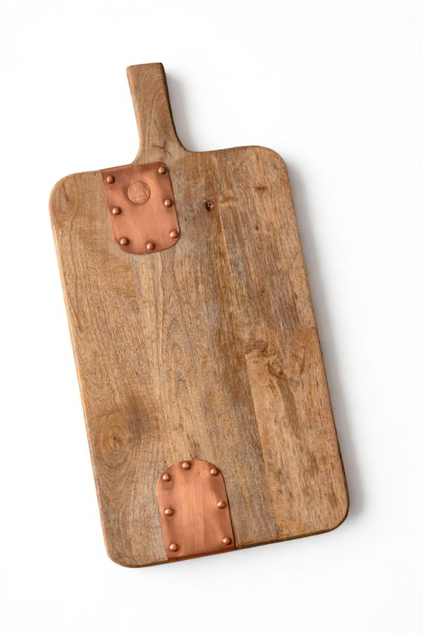 Coppermill Kitchen Vintage Inspired Wooden Charcuterie Board with Handmade Copper Details