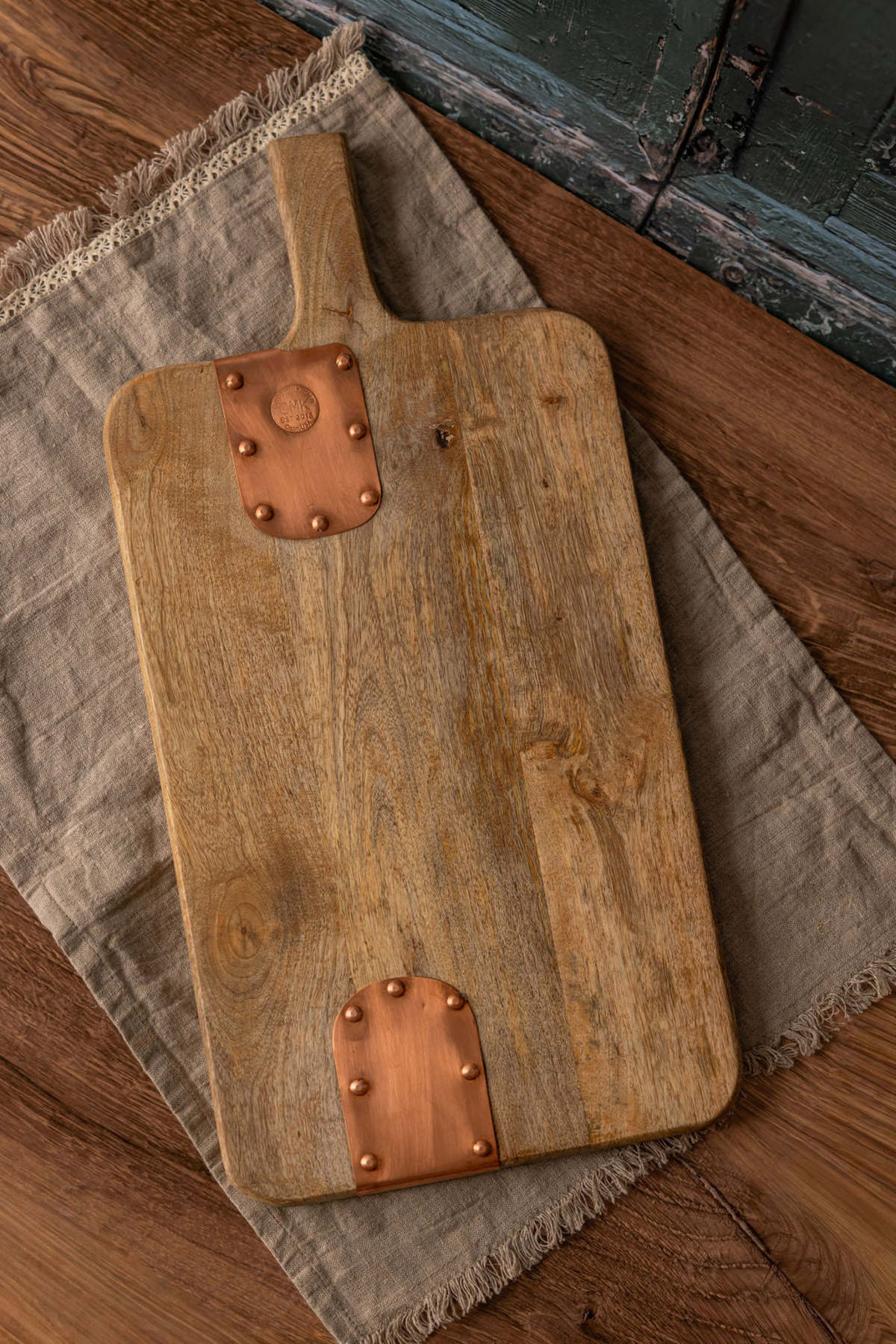 Coppermill Kitchen Vintage Inspired Wooden Charcuterie Board with Handmade Copper Details - Image 3 of 6