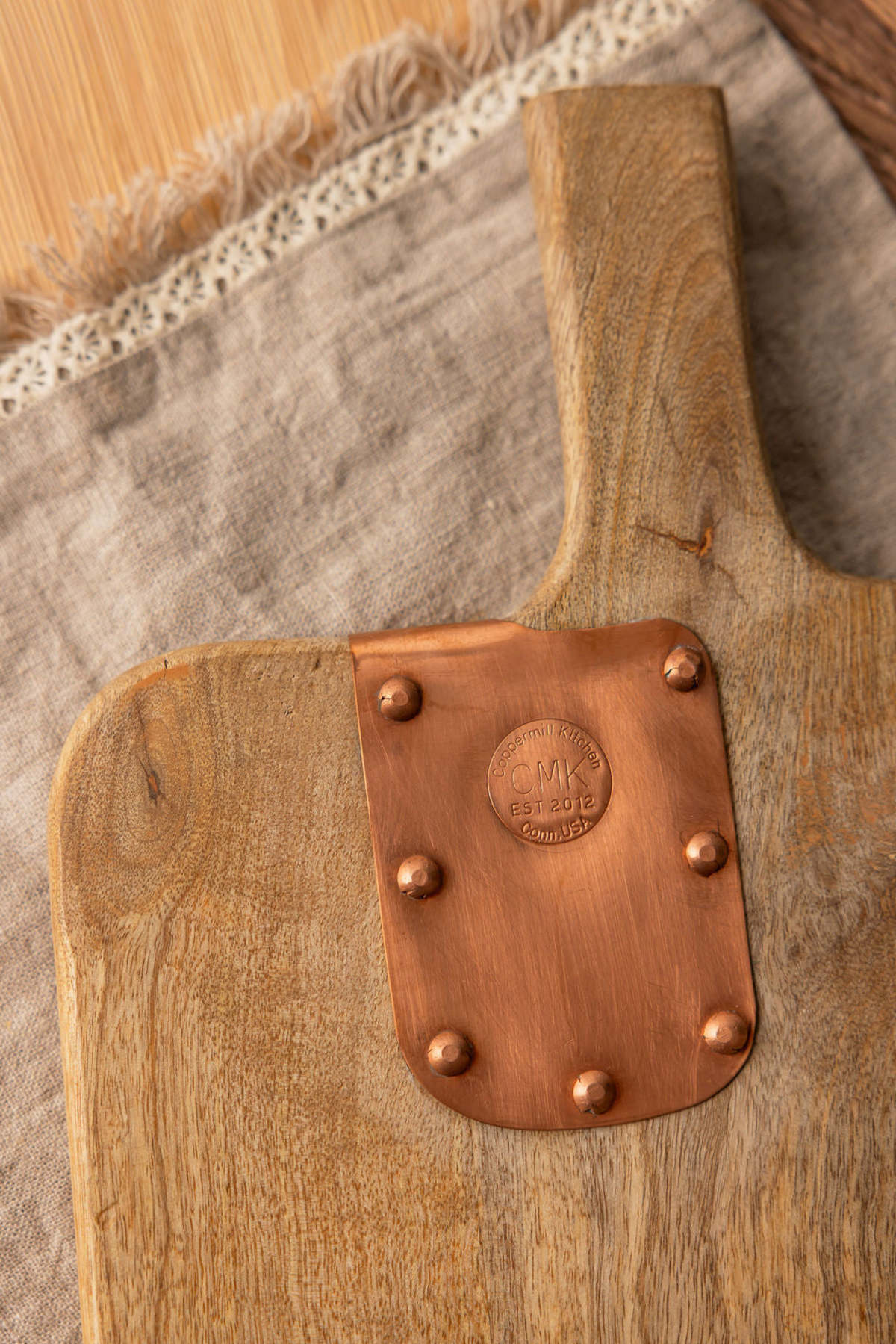 Coppermill Kitchen Vintage Inspired Wooden Charcuterie Board with Handmade Copper Details - Image 4 of 6