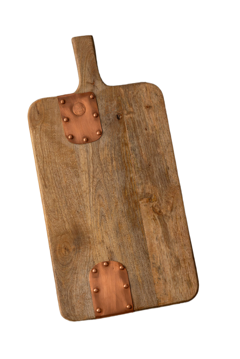 Coppermill Kitchen Vintage Inspired Wooden Charcuterie Board with Handmade Copper Details
