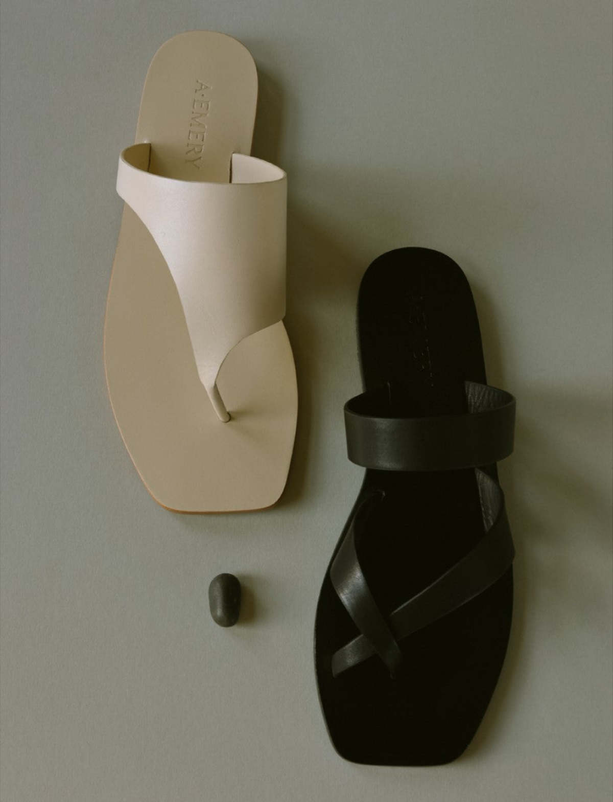 A. Emery Leather Sandals - Image 2 of 4