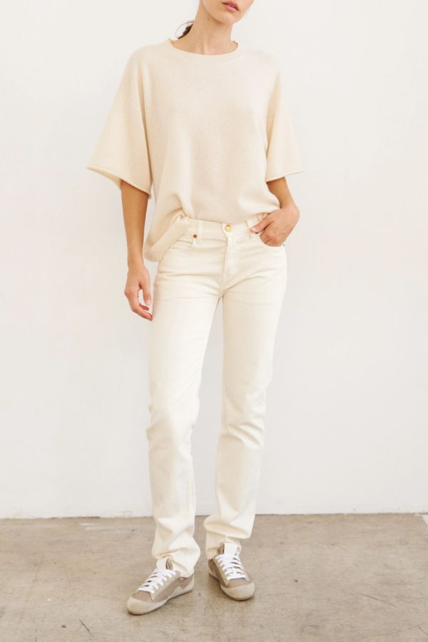 Jamie Haller The Cashmere Short Sleeve Tee - Creme