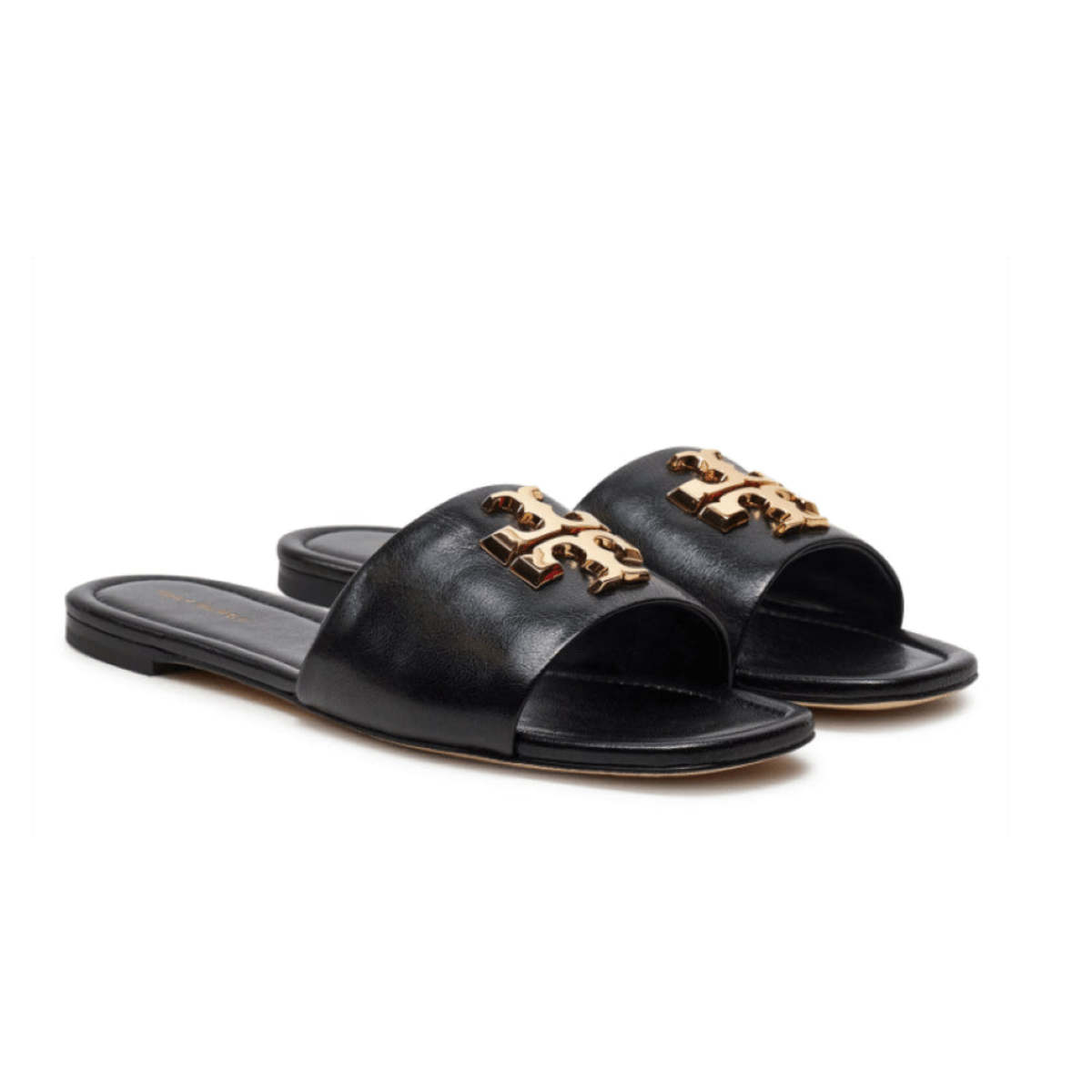 Tory Burch Eleanor Leather Slides - Perfect Black/Gold - Image 1 of 1