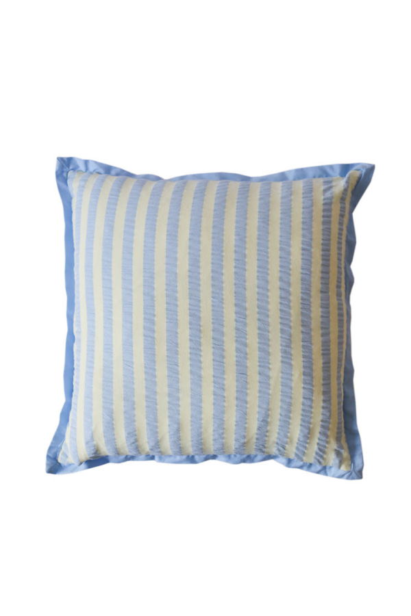 Mosey Me Butter Blue Seersucker Square Cushion