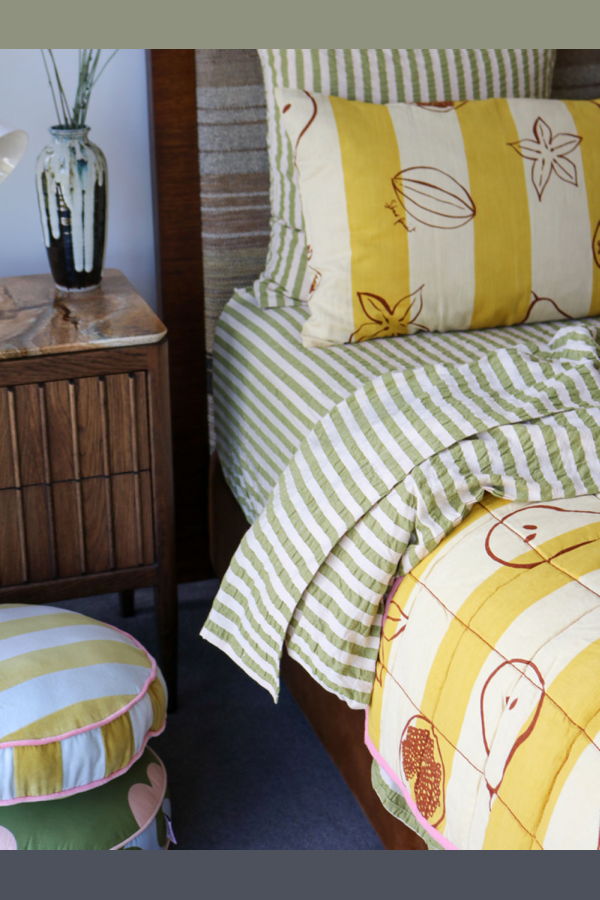 Mosey Me Pistachio Seersucker Flat Sheet