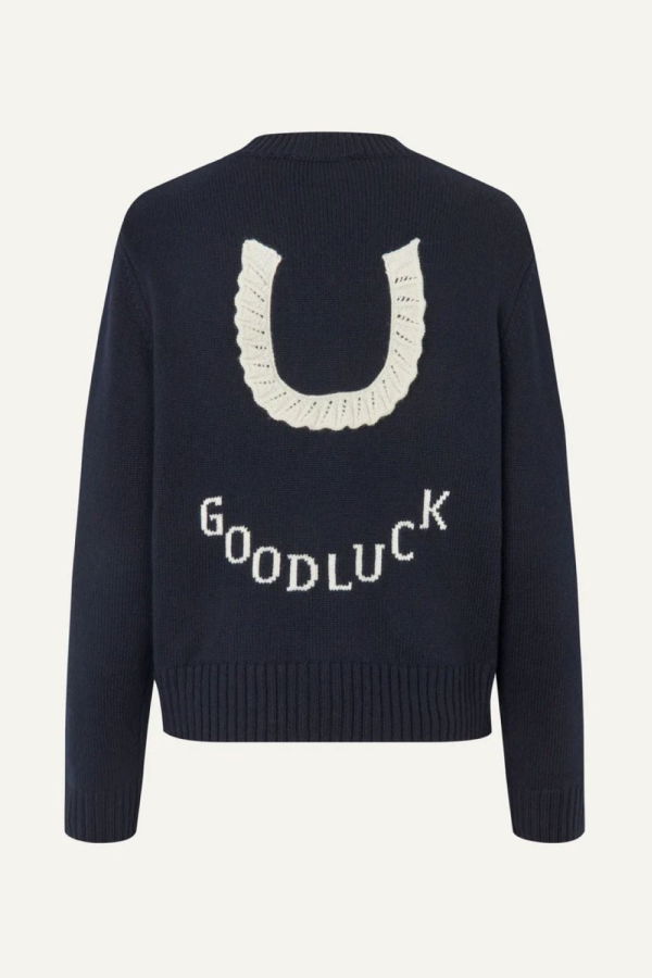 Stine Goya Lucky Horse Crewneck Cardigan - Navy