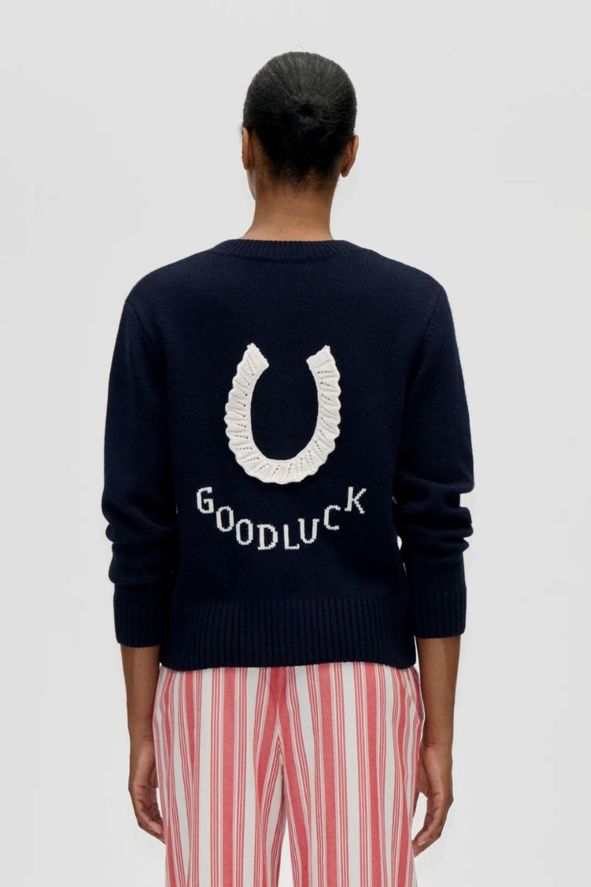 Stine Goya Lucky Horse Crewneck Cardigan - Navy - Image 2 of 4